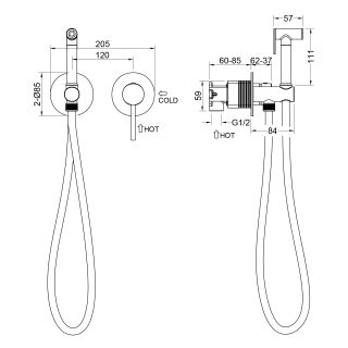 Гигиенический душ со смесителем Timo Saona 2339/18SM с защитой от ожогов чёрное золото